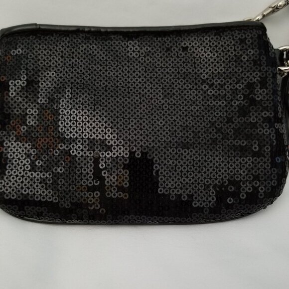 Authentic Limited Edition Coach Black Sequins Wristlet - Picture 3 of 4